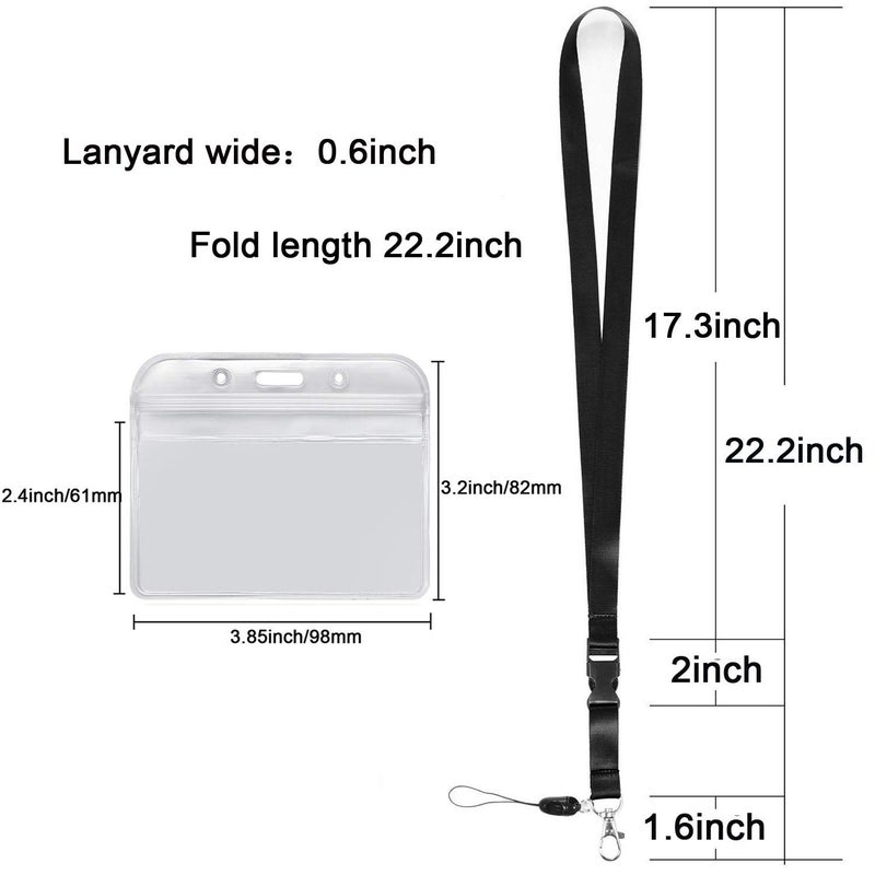 YOUOWO Lanyard with Badge Holder,Black Neck Strap Detachable Buckle Lanyard with Horizontal id Name Tag Card Holders Zipper Waterproof Resealable Clear Plastic Pack of 1 - Image 2
